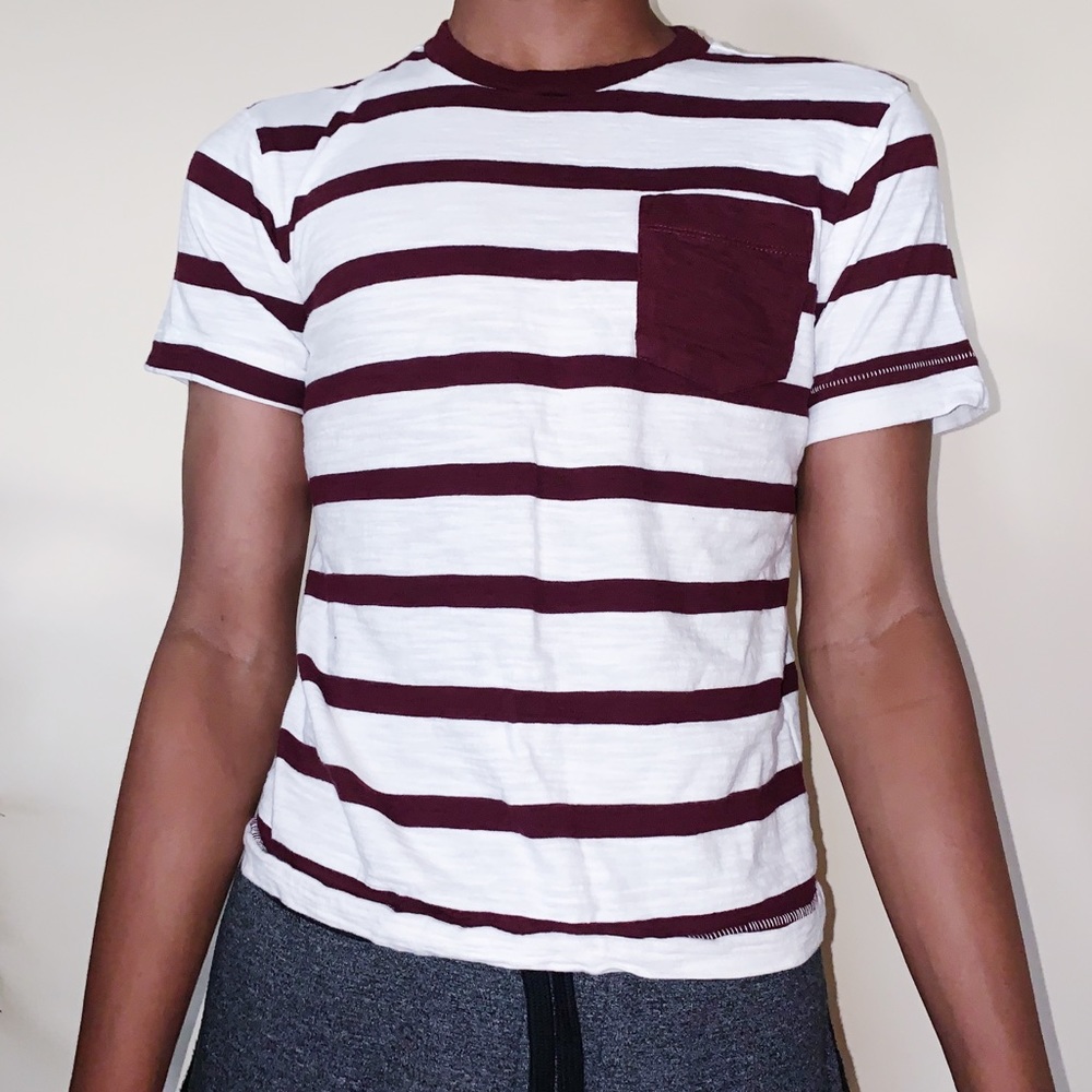 Old Navy White and Maroon Shirt